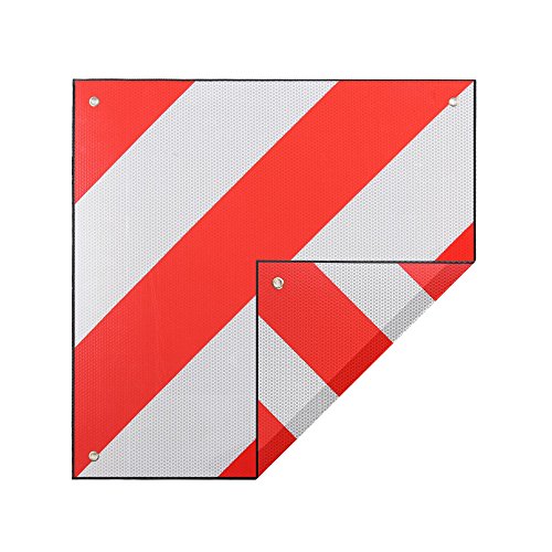 Zelsius 2 en 1 Panel Reflector Trasero en Aluminio | para España e Italia | 50 x 50 cm | Color Rojo-Blanco | Señalización de Cargas | Portabicicletas | Remolques | Caravanas | Visibilidad Noche