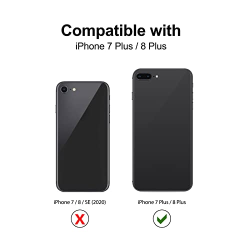 ZhinkArts Cadena para Teléfono Móvil Compatible con Apple iPhone 7 Plus / 8 Plus - Funda con Collar de Cordón para Smartphone - Carcasa con Correa para Celular para Llevar - Negro