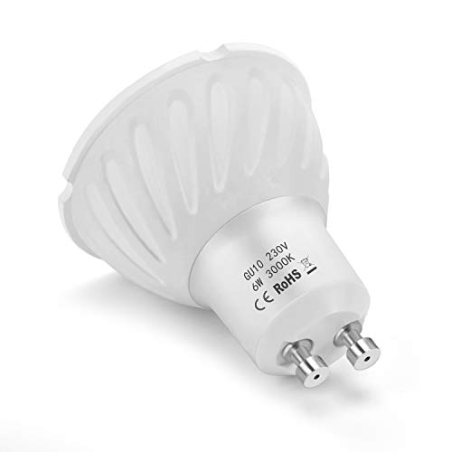 ZIKEY 6W GU10 Bombilla LED, Luz Blanco Calido 3000K, Equivalente a 60W Lámparas Halógenas, 600lm, No regulable - Paquete de 10