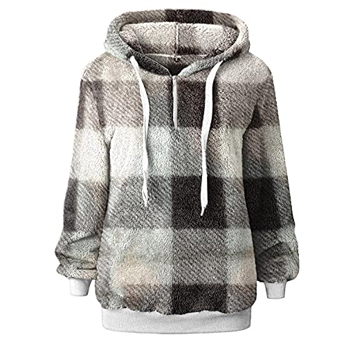 Zilosconcy Mujer Sudaderas con Capucha Caliente Felpa Suéter Jersey Mujer Otoño Invierno Talla Grande Hoodie Sudadera Suelto Manga Larga Outwear Hoodie