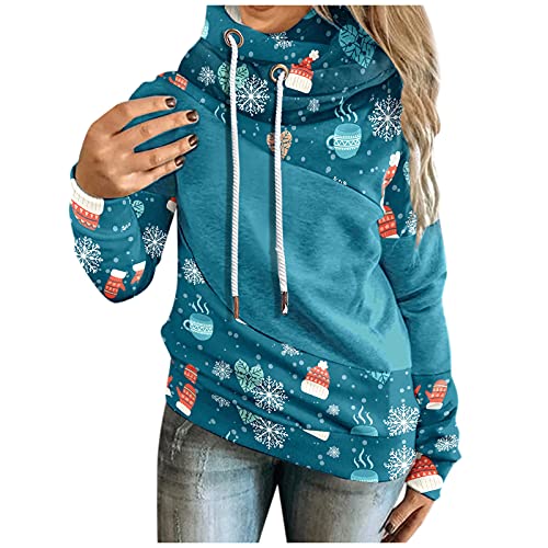 Zilosconcy Sudaderas Mujer con Capucha Navidad Chaqueta Suéter Jersey Mujer Otoño Invierno Talla Grande Hoodie Navideño Impresión Moda Abrigos Deportivos Pullover Tops