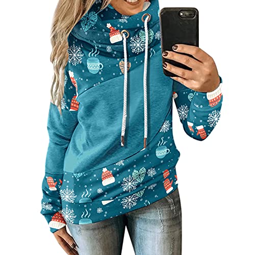 Zilosconcy Sudaderas Mujer con Capucha Navidad Chaqueta Suéter Jersey Mujer Otoño Invierno Talla Grande Hoodie Navideño Impresión Moda Abrigos Deportivos Pullover Tops