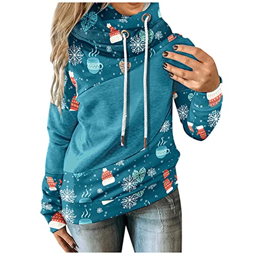 Zilosconcy Sudaderas Mujer con Capucha Navidad Chaqueta Suéter Jersey Mujer Otoño Invierno Talla Grande Hoodie Navideño Impresión Moda Abrigos Deportivos Pullover Tops