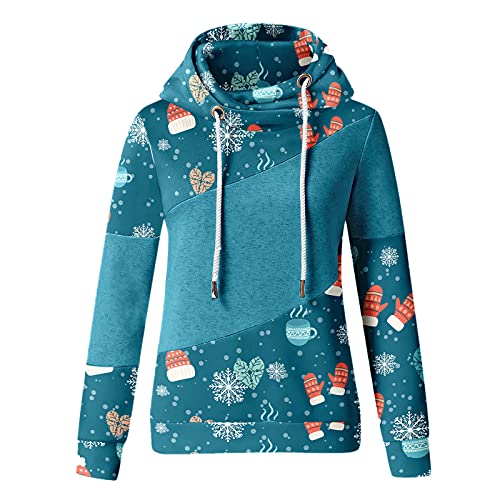 Zilosconcy Sudaderas Mujer con Capucha Navidad Chaqueta Suéter Jersey Mujer Otoño Invierno Talla Grande Hoodie Navideño Impresión Moda Abrigos Deportivos Pullover Tops