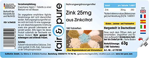 Zinc 25mg de citrato de zinc - 180 comprimidos veganos - altamente dosificado