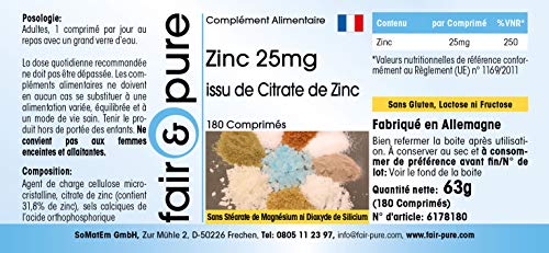 Zinc 25mg de citrato de zinc - 180 comprimidos veganos - altamente dosificado