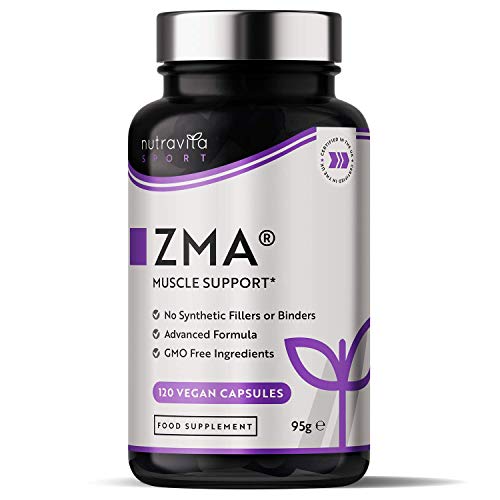 ZMA de alta resistencia - 120 cápsulas veganas - Contribuye a los niveles de testosterona, la función muscular normal y el metabolismo energético - Zinc, magnesio y vitamina B6 - Nutravita
