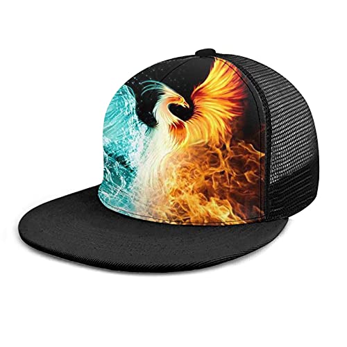 ZORIN Bill Plaid Baseball Gorras 3D Mesh Sombreros Marco Fénix Fire and Ice Flame El Snapback Negro