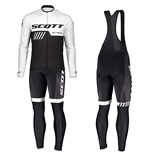 ZQD Ciclismo Maillot Hombres Jersey + Pantalones Largos Culote Mangas Largas de Ciclismo Conjunto de Ropa, Pantalones Acolchados de Gel 9D MTB Camisa de Montar, Camisa de Carreras Camisa de Ciclismo