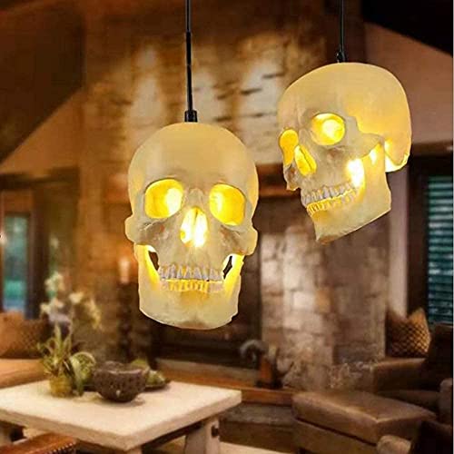 ZRABCD Lámpara Colgante Luz Araña Luz de Techo Resina Creativa, Retro Cabeza Única Cabeza de Calavera Colgante Decorativo Ing para Restaurante Bar Cafetería Tienda de Ropa Pasillo