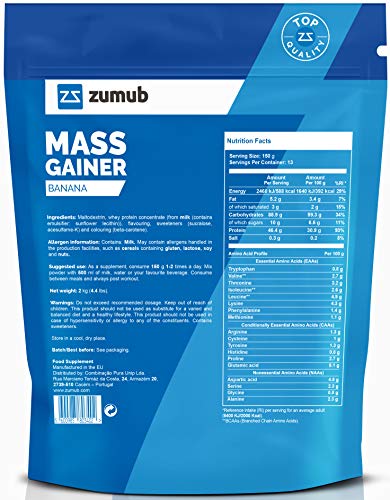 Zumub Mass Gainer | Nutrición Deportiva | Ganadores de Peso (Platano)