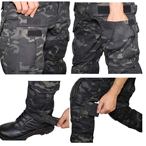 zuoxiangru Pantalones tácticos multicámara para Hombres Multi-Bolsillos Camuflaje Militar Pantalones de Caza de Combate Airsoft al Aire Libre con Rodilleras (Aymch, Tag 30)