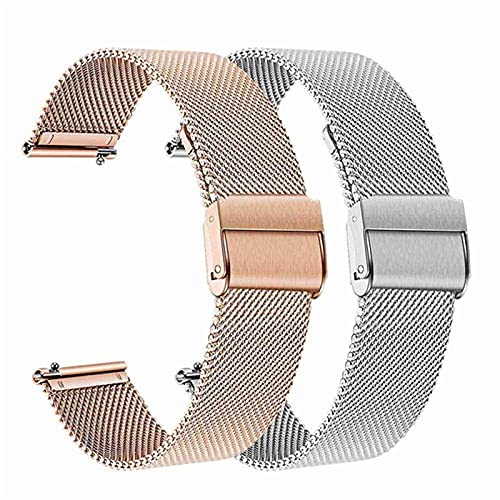 ZWMFAC 2 correas de acero inoxidable de malla y Soild de 20 mm para Samsung Galaxy Watch de 42 mm/Active 40 mm/Gear S2 Classic/Gear Sport Correa (color: C, tamaño: 20 mm amazfit bip)