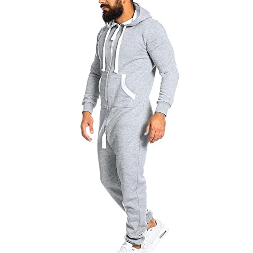 ZXCVB 2021 New Hombres Jumpsuit Onesie Jogger One Pieces Glow Traje Traje Slim Fit Jumpsuit Men Global Cozy Onesie One Piece Sports Traje Traje Pijamas Loungewear(Size:XXL,Color:Gris)