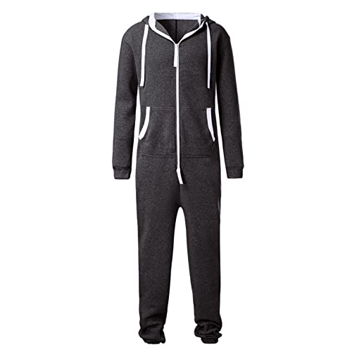 ZXCVB 2021 New Hombres Jumpsuit Onesie Jogger One Pieces Glow Traje Traje Slim Fit Jumpsuit Men Global Cozy Onesie One Piece Sports Traje Traje Pijamas Loungewear(Size:XXL,Color:Gris Oscuro)