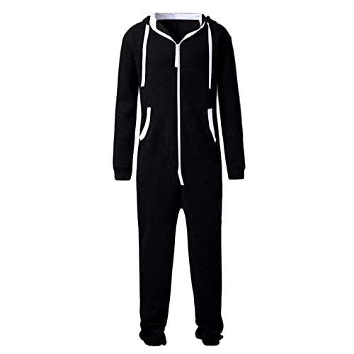 ZXCVB 2021 New Hombres Jumpsuit Onesie Jogger One Pieces Glow Traje Traje Slim Fit Jumpsuit Men Global Cozy Onesie One Piece Sports Traje Traje Pijamas Loungewear(Size:Metro,Color:Negro)