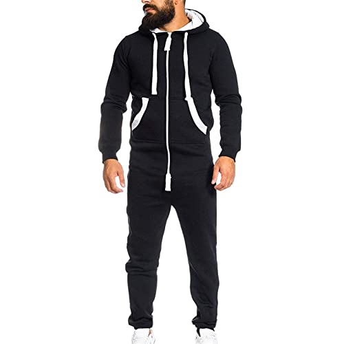 ZXCVB 2021 New Hombres Jumpsuit Onesie Jogger One Pieces Glow Traje Traje Slim Fit Jumpsuit Men Global Cozy Onesie One Piece Sports Traje Traje Pijamas Loungewear(Size:Metro,Color:Negro)