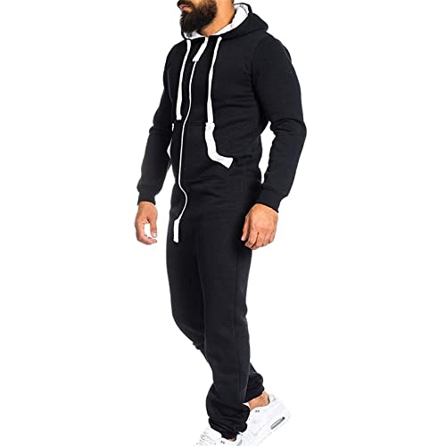 ZXCVB 2021 New Hombres Jumpsuit Onesie Jogger One Pieces Glow Traje Traje Slim Fit Jumpsuit Men Global Cozy Onesie One Piece Sports Traje Traje Pijamas Loungewear(Size:Metro,Color:Negro)