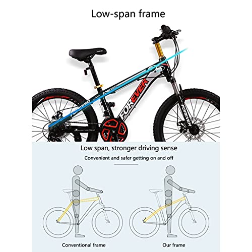 ZXQZ Bicicletas de Montaña de 24 Velocidades, Bicicletas de Carretera para Niños de 22 '' con Frenos de Disco Dobles Delanteros Y Traseros, para Niños y Niñas de 140-165 Cm (Color : Green)