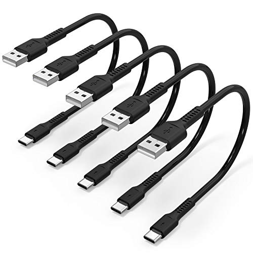 0.3m Cable USB C Corto [5Pack], Cable USB A a USB Tipo C Carga Rápida y Sincronización Cable USB C Android Auto para Samsung Galaxy A12/A32/M12/S20/S21, Xiaomi Redmi 9A/9C/Poco X3, Note 10/9/8, Huawei