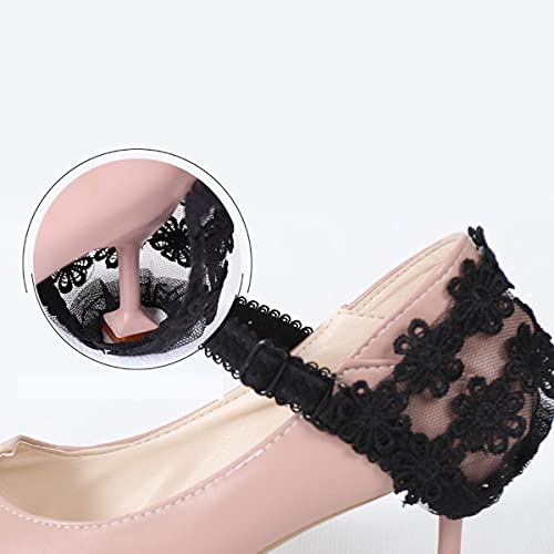 1 par de tacones altos Paquete de cordones con correas antideslizantes sueltas Zapatos de encaje para mujer Accesorios para zapatos de banda Venta al por mayor Dropshipping-Negro, China