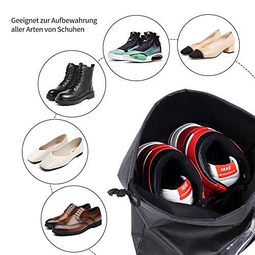 10 Piezas Bolsas de Zapatos,Bolsa a Prueba de Polvo Zapatos Multifunción Plegables Bolsas de Zapatos con Cordón y Ventana Transparente (Negro)
