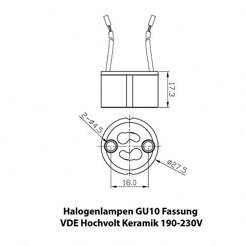 10 piezas de lámparas de halógeno GU10 sustituye VDE 190-230V de cerámica de alto voltaje