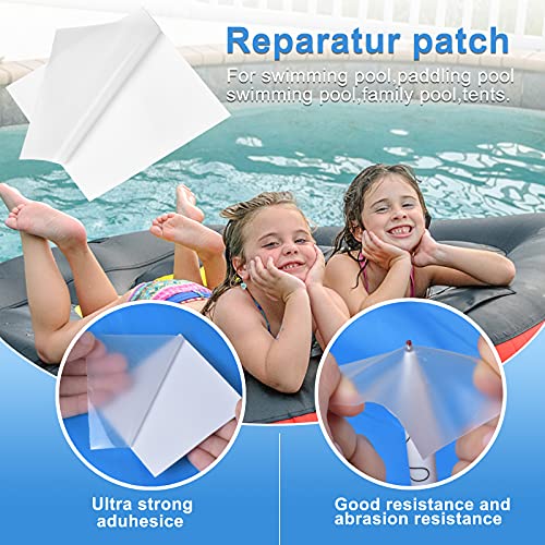 10 Piezas Parches de Reparación de Carpa, Transparentes Impermeable Reparación Parches, Parches de Piscina, Kit de reparación, Cinta de Reparación TPU para Piscinas inflables, Camas de Agua, Juguetes