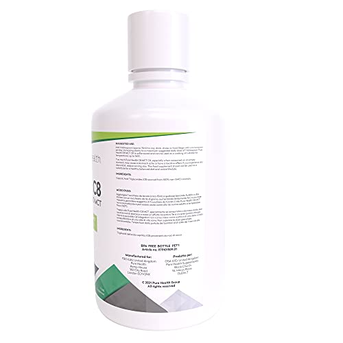 100% Aceite de coco C8 MCT | Pureza de 99% | Ácido Caprílico Puro C8 | NON_GMO | 1000ML | Paleo | Cetogénica | Vegana | Sin gluten | Sin BPA (1000ml Coco C8)