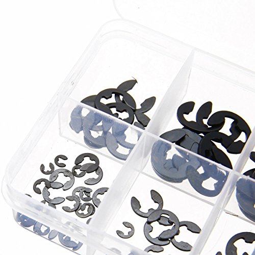 120 Piezas 10 Tamaño 304 Acero Inoxidable E-Clip Retening Snap Apertura Anillo Circlip Kit 1.5/2 /3/4/5/6/7/8/9/10 mm con Caja de plástico