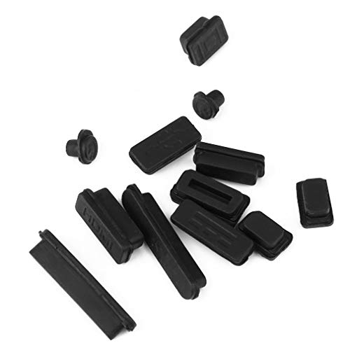 12pcs / Set Silicona Anti-Dust Plug Cover Tapón Laptop USB Dust Plug Cover Negro