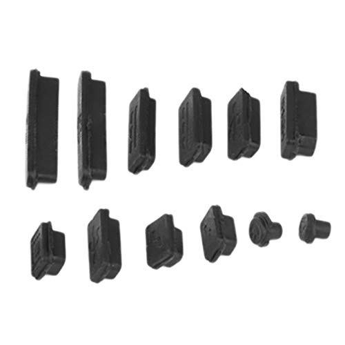 12pcs / Set Silicona Anti-Dust Plug Cover Tapón Laptop USB Dust Plug Cover Negro