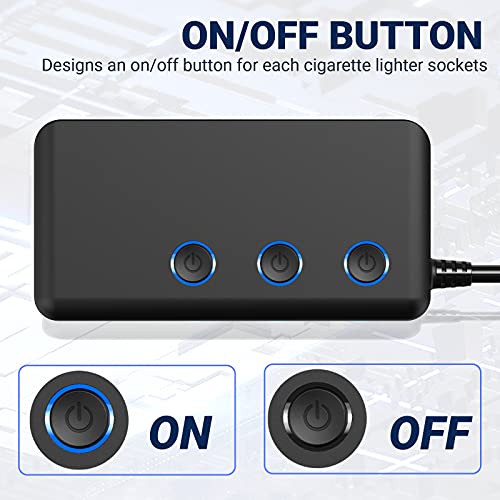 12V USB C Divisor Encendedor Cigarrillos, Qidoe 200W 12V/24V Divisor Salida CC de alimentación de Coche con 3 zócalo más Profundo 4 Puertos de Carga USB & Interruptor de Encendido del voltímetro LED