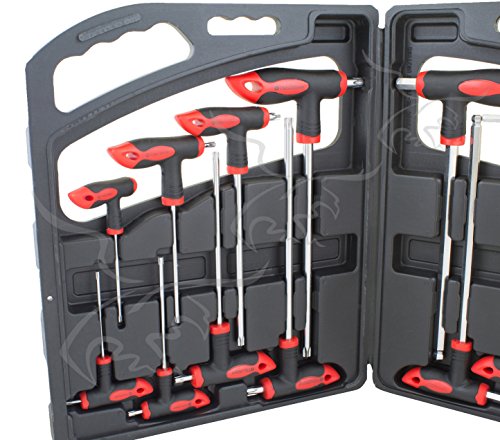 16 LLAVES ACODADAS TIPO T TORX, ALLEN Y HEXAGONALES CON MANGO DE DESTORNILLADOR TORX HEX Y ALLEN