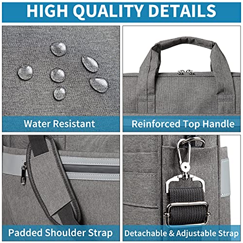 17 Pulgadas Bolso Hombre Bandolera, Kasgo Impermeable Maletin Ordenador Portátil Bolsa Mensajero A Prueba de Choques Correa Hombro Acolchada Manga Equipaje Maletín Negocio Trabaja Mujer Gris Oscuro