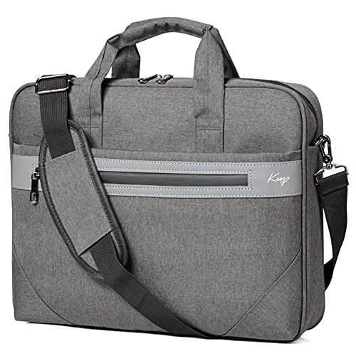 17 Pulgadas Bolso Hombre Bandolera, Kasgo Impermeable Maletin Ordenador Portátil Bolsa Mensajero A Prueba de Choques Correa Hombro Acolchada Manga Equipaje Maletín Negocio Trabaja Mujer Gris Oscuro