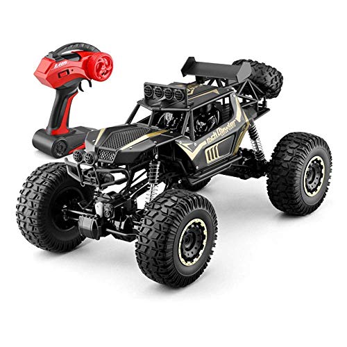 1:8 Scale Remote Control Crawler 2.4GHz 4WD High Speed All Terrains Electric Off-Road Electric Vehicle 4x4 Monster Buggy Vehicle Truck for Boys Kids Teens and Adults (Black 3 Battery)