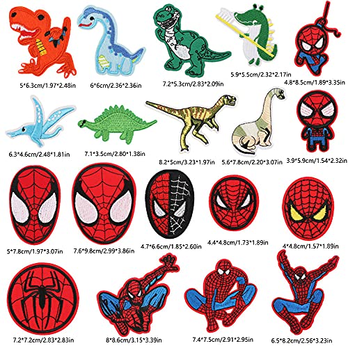 19pcs Parches Ropa Termoadhesivo Spiderman Parches Ropa niños Parche Termoadhesivo Infantil Parches Dinosaurio Parche Bordado Termoadhesivos DIY Coser para Ropa Camiseta Chaquetas Jeans Sombrero