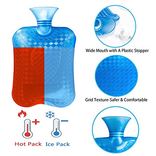 1pack Bolsa para Agua Caliente 2L con 2 Funda Blanda y Funda de punto Extraíble Bolsa Hecho con Tela de Calidad y Caucho Hot Water Bottle Perfecto Invierno