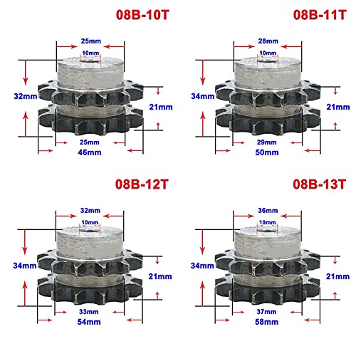 1pc (Tipo 08B) 10-27 dientes de la cadena doble fila piñón de la rueda de acero Power Transmission Gear Piñón, 08b-27 Dientes