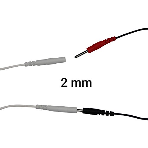 2 Cables de conexión 2mm axion | para electrodos TENS y EMS | Compatibles con electrodos con conexión clavija, banana o jack | Electroestimulación efectiva