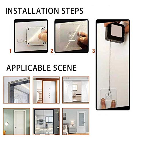 2 cierres automáticos para puertas con sensor, sin perforación, con sensor automático, cierre automático para todas las puertas, para interiores, hogar, tormenta