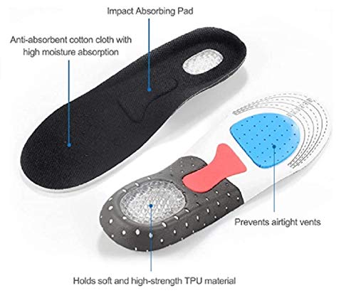 2 Double Plantar Fasciitis Arch Support Insoles For Men And Women Shoe Inserts, Orthopedic Insoles For Flat Feet, Foot Health Sole Pad For Shoes Insert Arch Sup (L:250-280 MM)