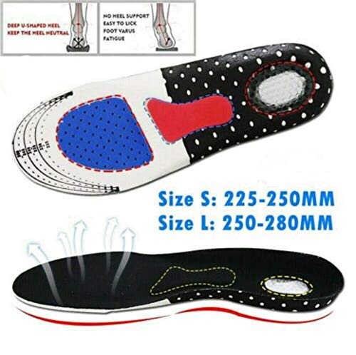 2 Double Plantar Fasciitis Arch Support Insoles For Men And Women Shoe Inserts, Orthopedic Insoles For Flat Feet, Foot Health Sole Pad For Shoes Insert Arch Sup (L:250-280 MM)