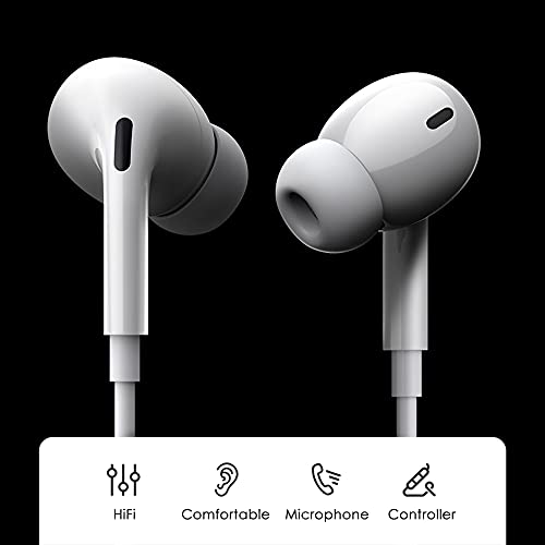 2 Pack Auriculares para iPhone, Auriculares estéreo de fidelidad con cancelación de Ruido, con micrófono y Control de Volumen compatibles con iPhone 13/13 Pro Max/12/ SE/11/XR/XS/XS Max/8/8P/7/7P