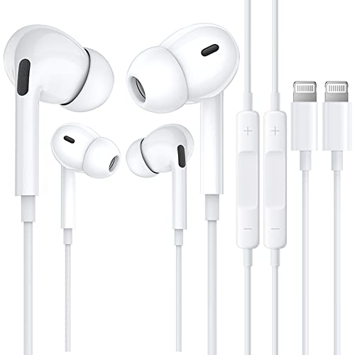 2 Pack Auriculares para iPhone, Auriculares estéreo de fidelidad con cancelación de Ruido, con micrófono y Control de Volumen compatibles con iPhone 13/13 Pro Max/12/ SE/11/XR/XS/XS Max/8/8P/7/7P