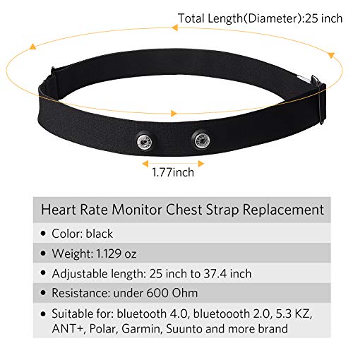 2 Pack de Reemplazo de Banda de Frecuencia Cardíaca Compatible con Transmisores Polar y Garmini Correa Suave