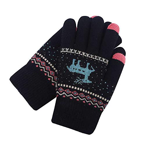 2 Pares Guantes Touch Screen para Mujer, Guantes de Punto， Guantes cálidos táctiles Moda, Guantes Termicos para el Clima frío al, Conducir Antiviento Regalo Ideal （Negro y Caqui）