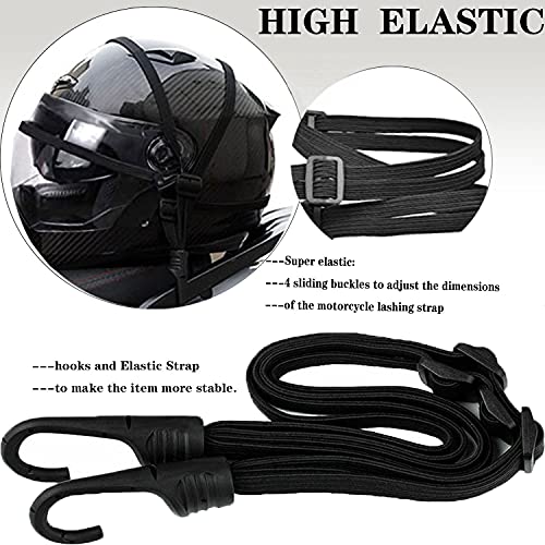 2 Pcs Correa de Casco Elastico,Correa de Equipaje para Bici Motocicletas Bicicletas Retráctil para casco de múltiples hebras cinta de encuadernación elástica de alta resistencia