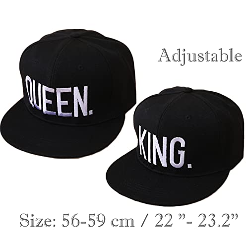 2 Piezas Gorra de Béisbol, King & Queen Gorra de Béisbol, Gorra Bordada Gorra de Béisbol, Mujeres Amantes de Unisex, para Parejas, Rap, al Aire Libre(Negro)